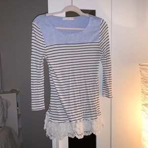 Blue and white striped blouse